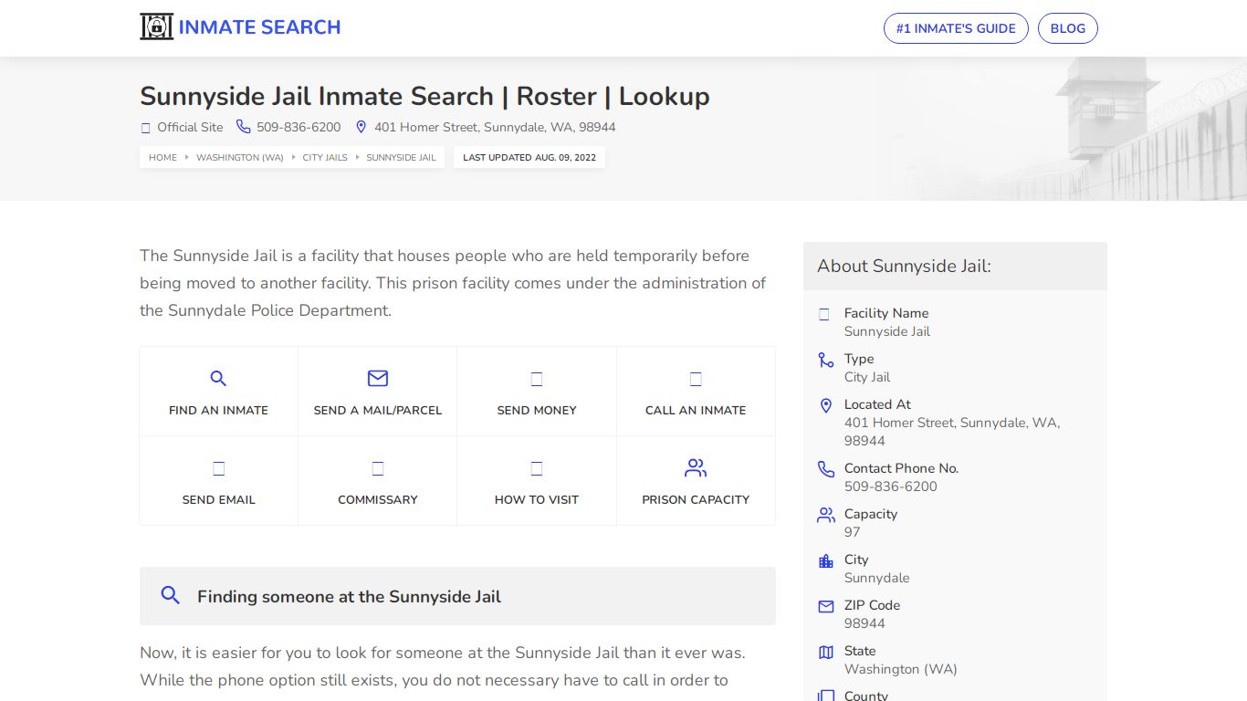 Sunnyside Jail Inmate Search | Roster | Lookup