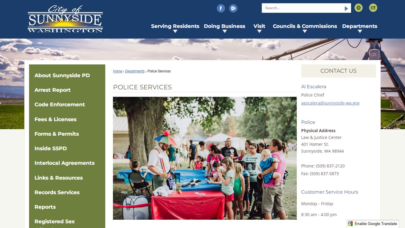 Police Services | Sunnyside, WA - Official Website